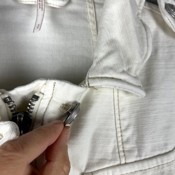 Free People Military Cargo Jacket Womens Small White Full Zip Utility Surplus - Picture 16 of 16